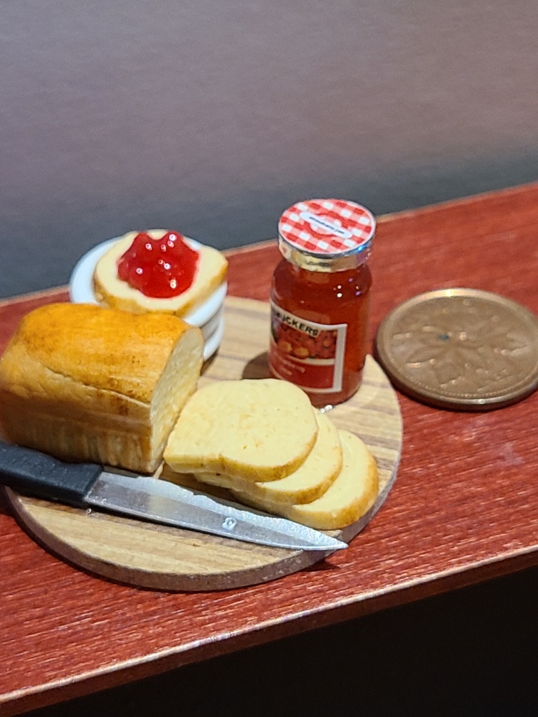 Miniature Strawberry Jam with Bread Breakfast - Grandpa's Doll House