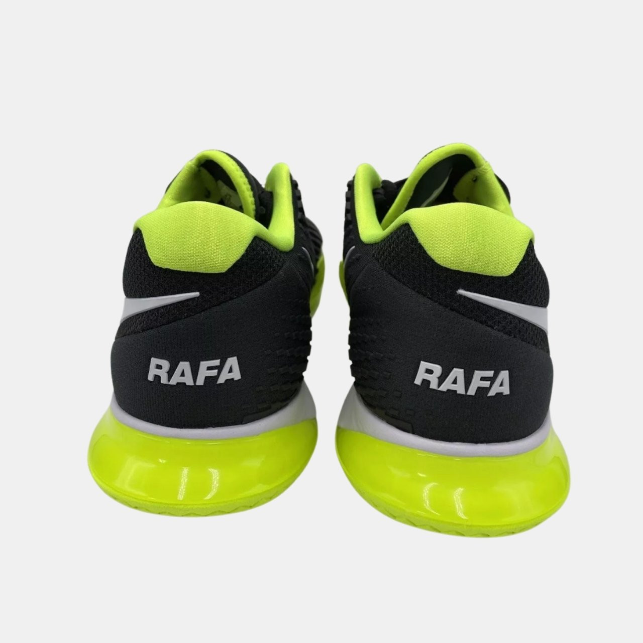 nike men's court air zoom vapor cage 4 tennis shoes black and volt
