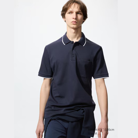 Uniqlo Roger Federer AIRism Cotton Pique Polo - Navy Uniqlo Roger Federer AIRism Cotton Pique Polo - Navy
