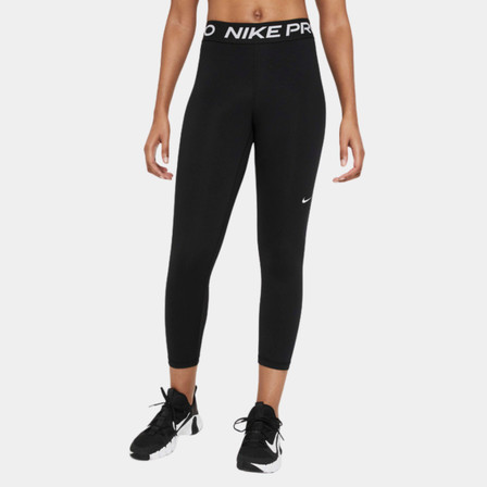 Nike Pro Women's Mid-Rise Crop Mesh-Panel Leggings - Black/White
