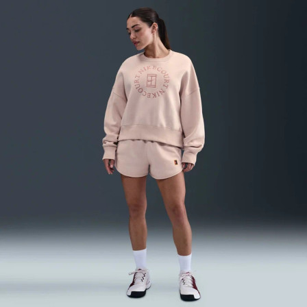 NikeCourt Heritage Phoenix Fleece Oversized Crew Neck Women's Sweatshirt - Silt Red/Red Stardust