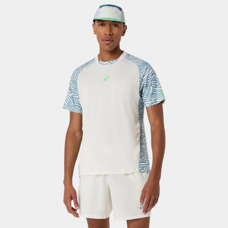Asics Padel Court All Over Print SS Men's T-Shirt - Cream/ Saba Blue
