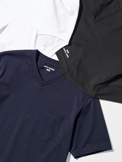 Uniqlo Roger Federer AIRism Cotton V-Neck Tshirt - Black