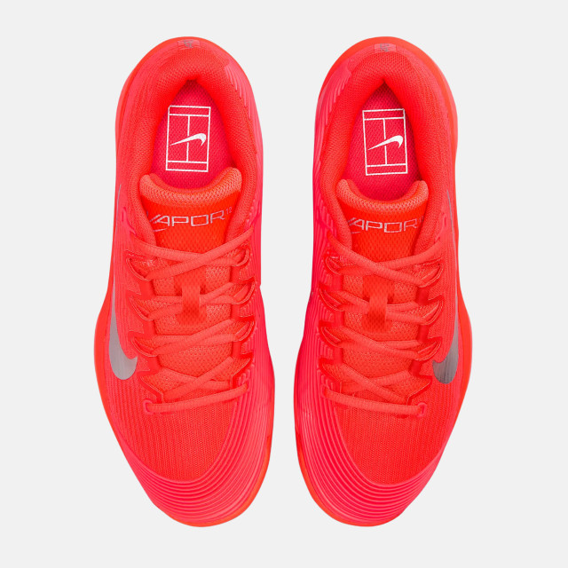 Nike Vapor 12 Premium Women's Hard Court Tennis Shoes - Bright Crimson/Metallic Silver