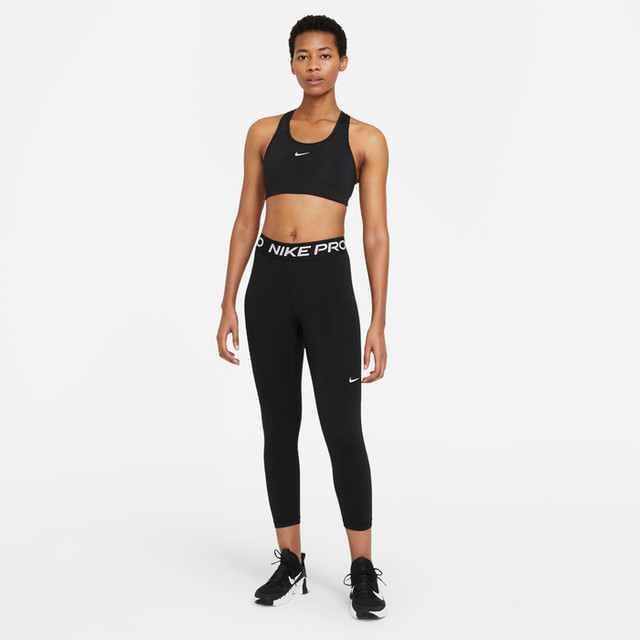 Nike Pro Women's Mid-Rise Crop Mesh-Panel Leggings - Black/White
