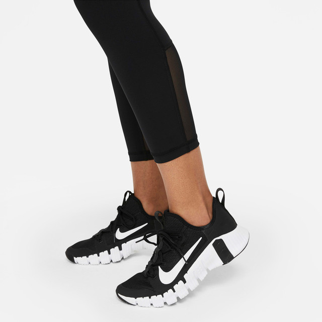 Nike Pro Women's Mid-Rise Crop Mesh-Panel Leggings - Black/White