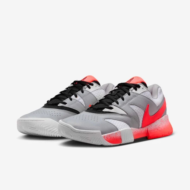 Nike Court Lite 4 Premium Mens Tennis Shoe - White/Hot Lava/Wolf Grey