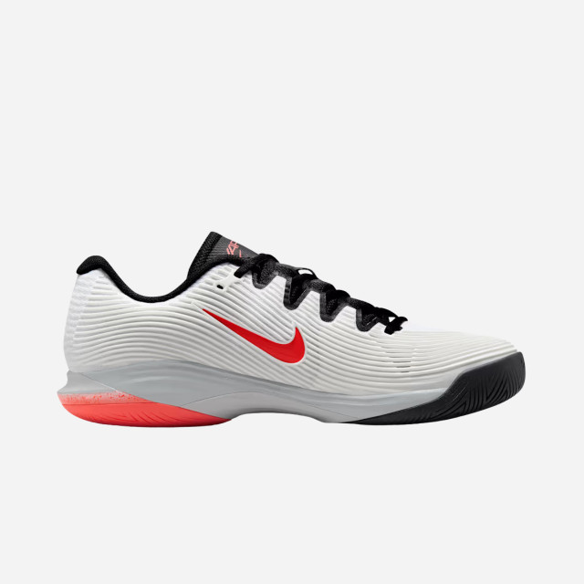 Nike Vapor 12 Men's HC Tennis Shoes - White/Wolf Grey/Hot Lava