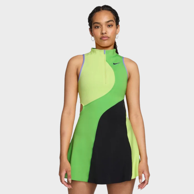 NikeCourt Slam Women's Dri-FIT Tennis Dress - Light Lemon Twist/Mean Green/Black