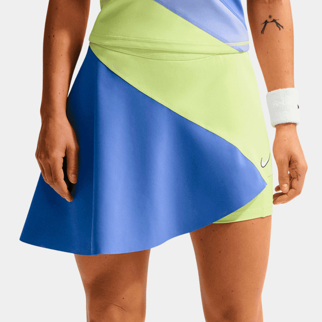NikeCourt Slam Women's Dri-FIT High-Waisted Tennis Skirt - Light Lemon Twist/Sapphire/White