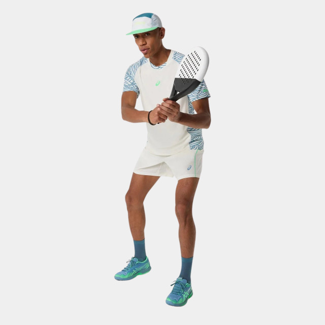 Asics Padel Court All Over Print SS Men's T-Shirt - Cream/ Saba Blue