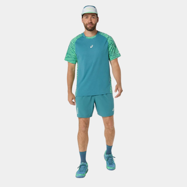 Asics Padel Court All Over Print SS Men's T-Shirt - Misty Pine/ Vital Green