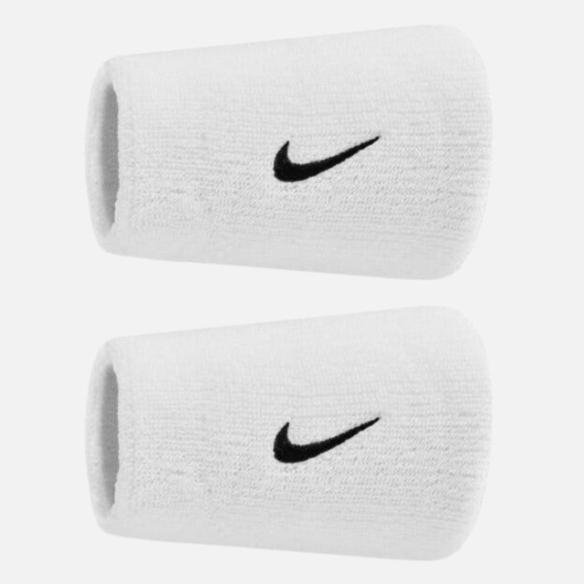 Nike Swoosh Classic Doublewide Wristbands 2 Pack - White