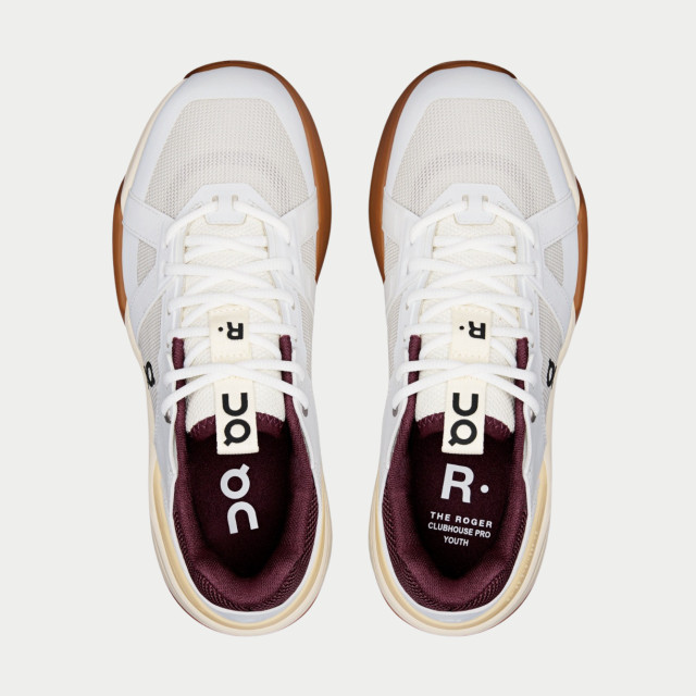 On The Roger CH Pro Youth Tennis Shoes - White/ Maroon
