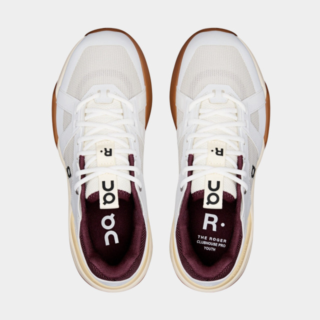 On The Roger CH Pro Youth Tennis Shoes - White/ Maroon
