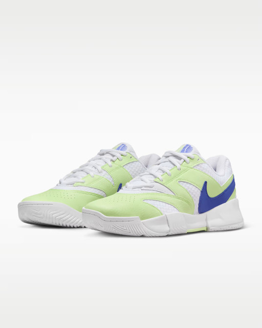NikeCourt Lite 4 Women's Tennis Shoes -  White/ Light Liquid Lime/ Sapphire
