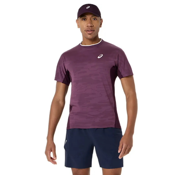 Asics Men's Match Jacquard SS Top - Dark Aubergine