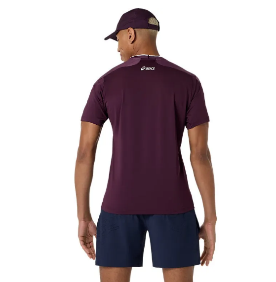 Asics Men's Match Jacquard SS Top - Dark Aubergine