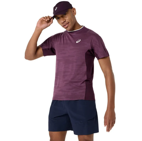 Asics Men's Match Jacquard SS Top - Dark Aubergine
