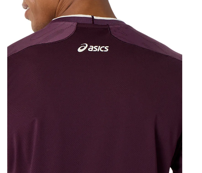 Asics Men's Match Jacquard SS Top - Dark Aubergine