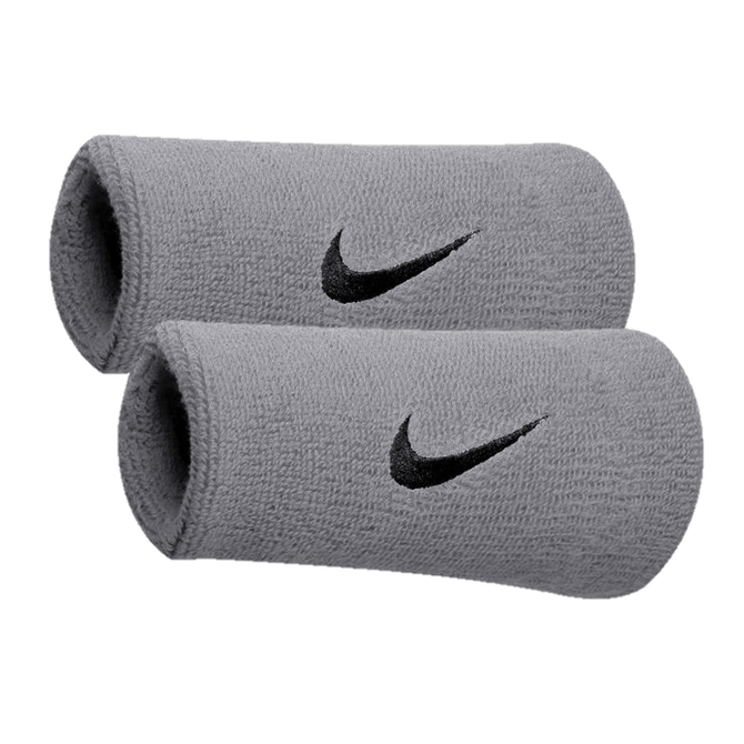 Nike Swoosh Doublewide Wristbands-Silver