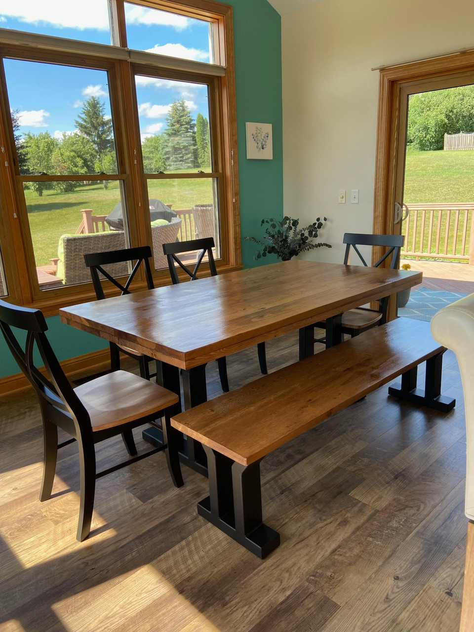 metal dining table bench