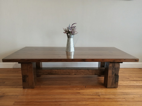 Reclaimed Barn Beam Double Trestle Coffee Table