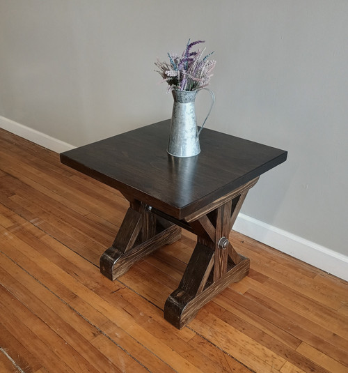 Reclaimed X-Base Iron Rail End Table