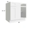 Arctic Polar White - Assembled Blind Corner Base Cabinet 36"