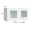 Arctic Polar White - Double Decorative Stacker Wall Cabinets 27" x 12" with Plain Glass