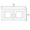 Arctic Polar White -  RTA Double Decorative Stacker Wall Cabinets 24" x 12" with Plain Glass
