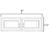 Coastal Rye - Assembled Double Decorative Stacker Wall Cabinets 36" x 12" with Plain Glass
