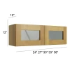 Burnt Sugar Shaker - RTA Double Decorative Stacker Wall Cabinets 36" x 12" with Plain Glass