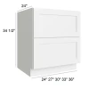 Artic Polar White-  RTA Two Drawer Base Cabinet - 27"