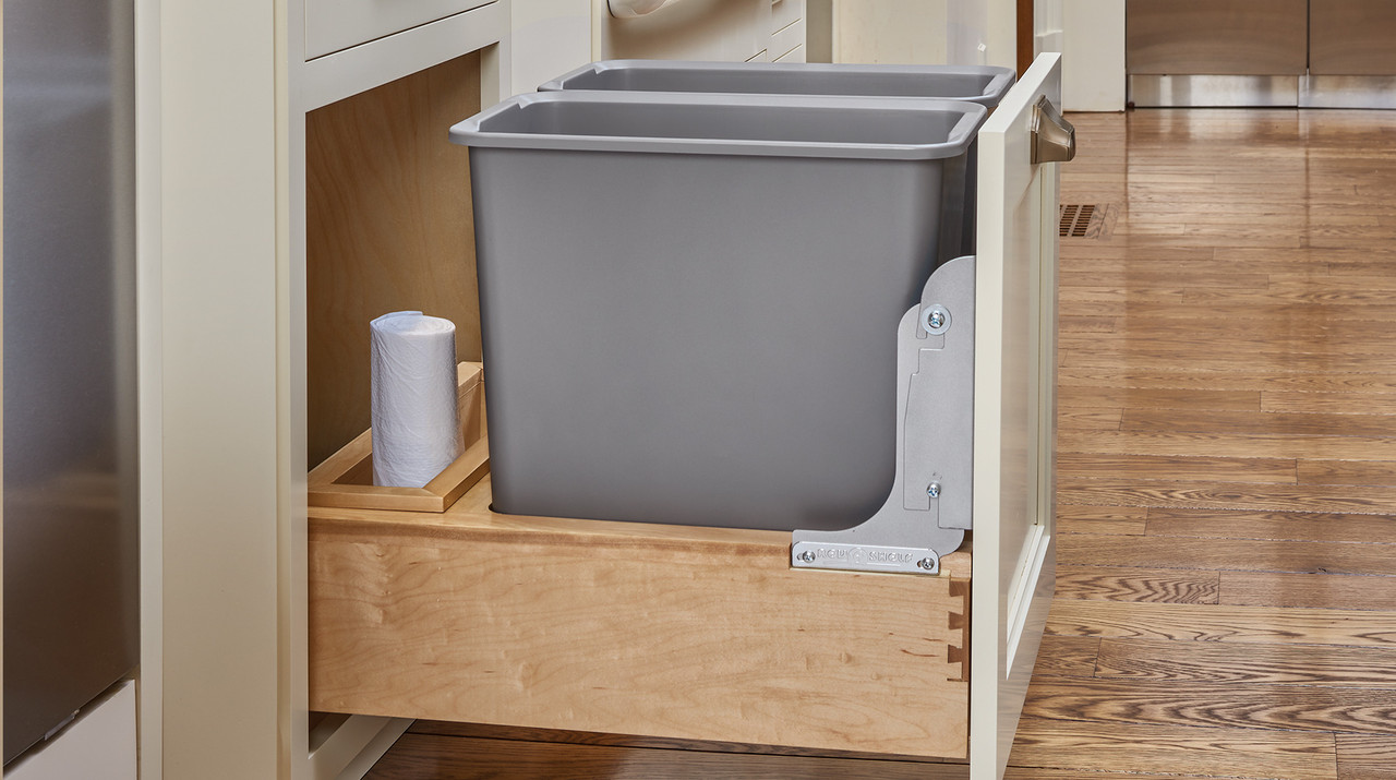 Maple Bottom Mount Waste Container w/Rev-A-Motion