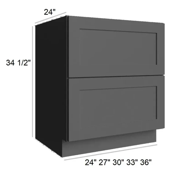 Ebony Shaker -Two Drawer Base Cabinet - 24"