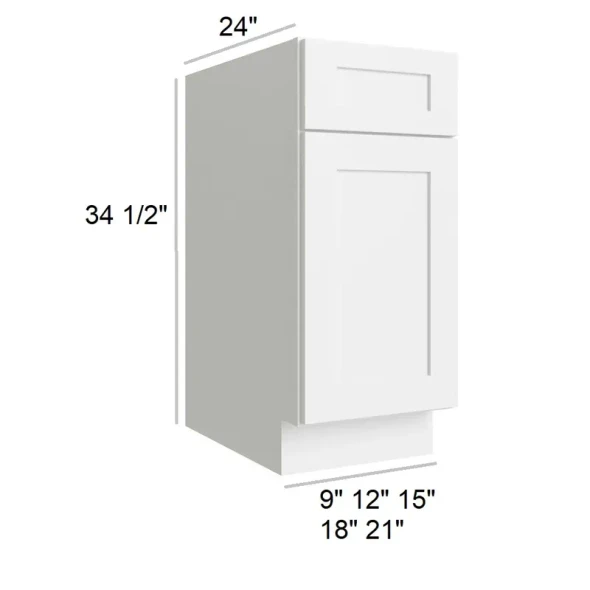Arctic Polar White -  RTA Drawer Base Cabinet 12"