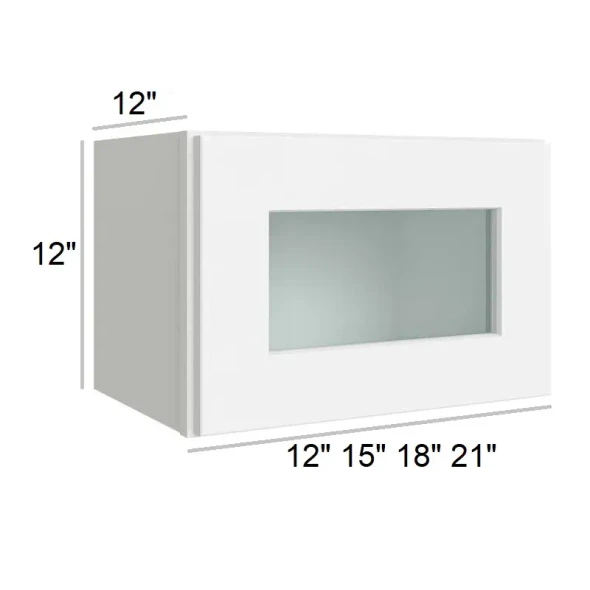 Arctic Polar Shaker - RTA Single Decorative Stacker Wall Cabinets 12" x 12" with Plain Glass