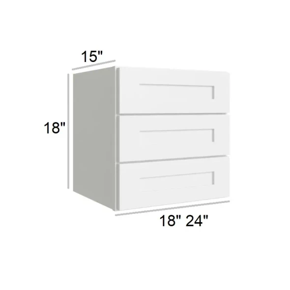Arctic Polar White - RTA Wall 3 Drawers 24"