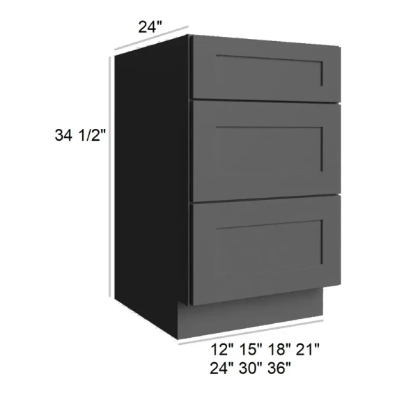 Ebony Shaker - RTA Drawer Base Cabinet 24"