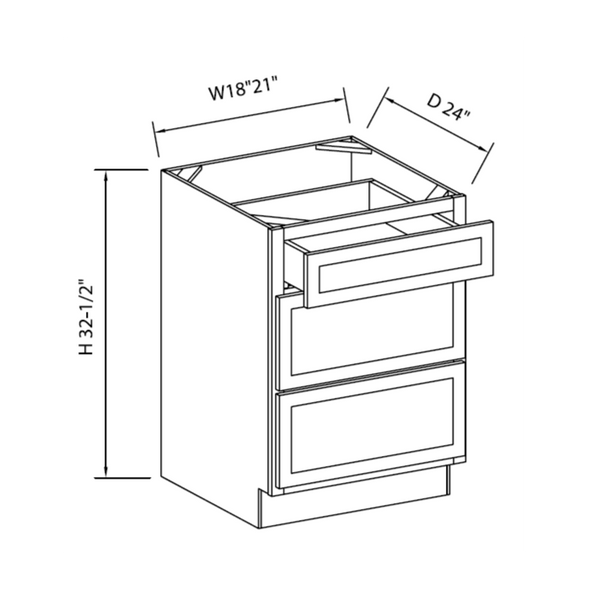 Arctic Polar White - ADA RTA Drawer Base Cabinet 18"