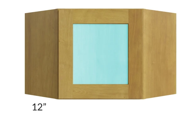 Burnt Sugar Shaker -  RTA Single Door Stacker Wall Diagonal Cabinet 24" x 12" with Plain Glass