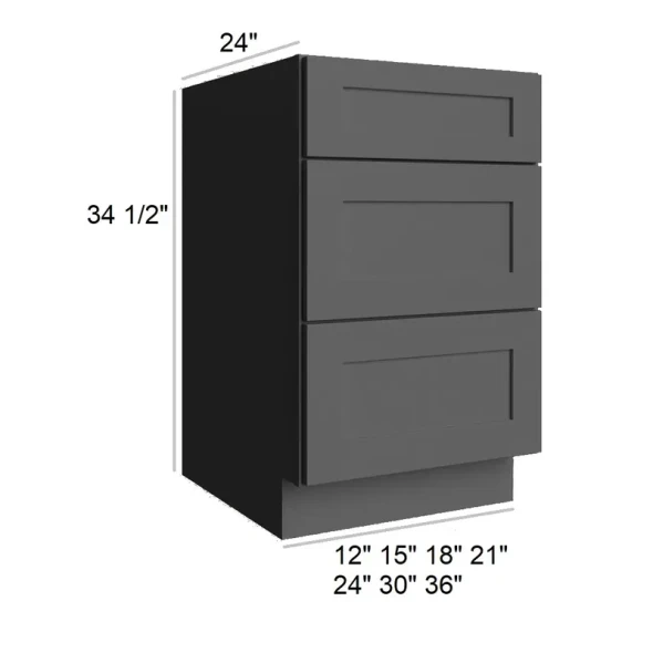 Ebony Shaker - Assembled Drawer Base Cabinet 33"