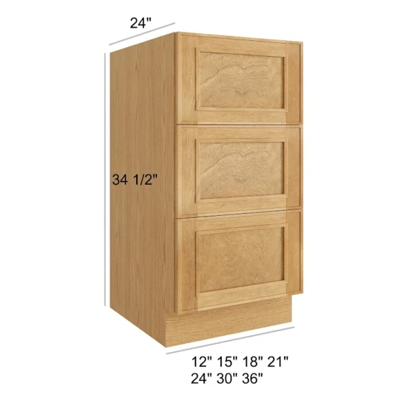 Coastal Rye- Assembled Drawer Base Cabinet 33"
