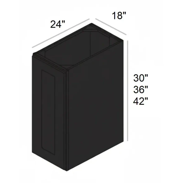 Ebony Shaker - RTA Utility Wall Cabinet 18" x 42" x 24"