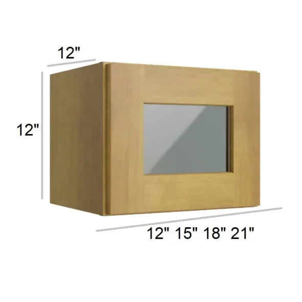 Burnt Sugar Shaker - RTA Single Decorative Stacker Wall Cabinets 15" x 12" with Plain Glass