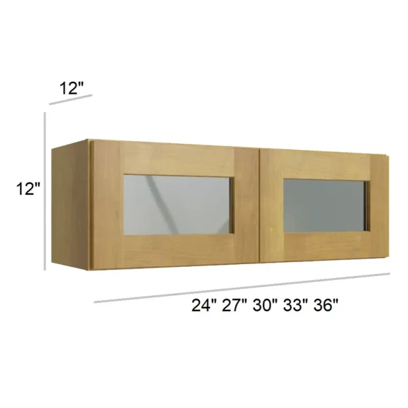 Burnt Sugar Shaker - Double Decorative Stacker Wall Cabinets 27" x 12" with Plain Glass