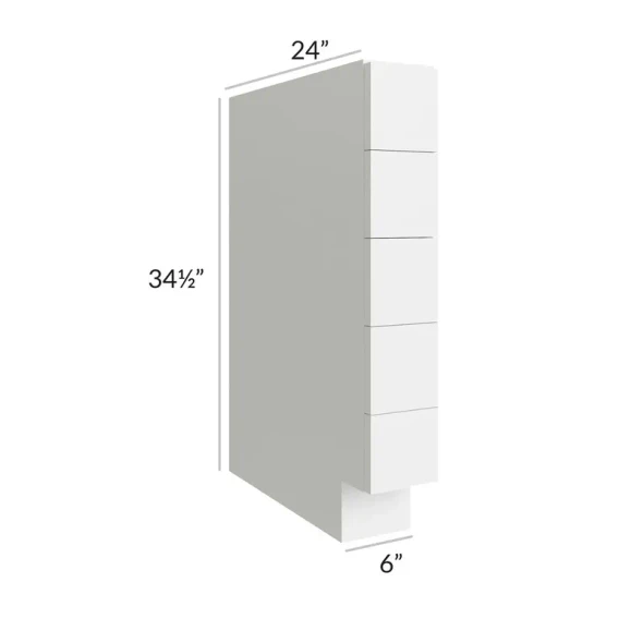 Vail White  - RTA Spice Drawer Base Cabinet 6"