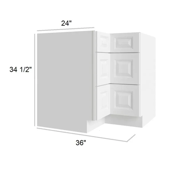 Vail White - RTA Corner Drawer Base Cabinet 36"