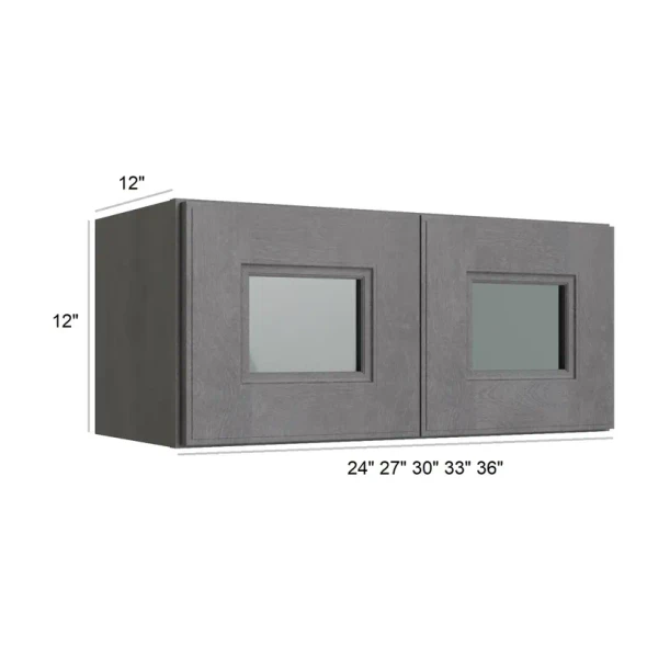 Westport -  RTA Double Decorative Stacker Wall Cabinets 33" x 12" with Plain Glass